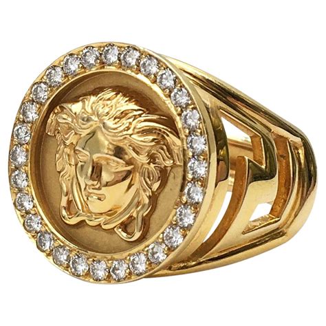 18k versace gold ring|Versace medusa ring for sale.